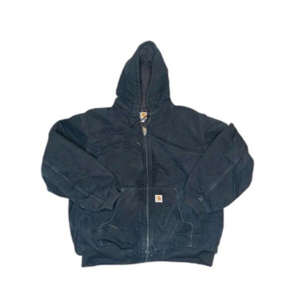 Carhartt Jacket Mens 3XL Black Hooded Canvas Quilt Lined USA Union Made J140 - Picture 2 of 11